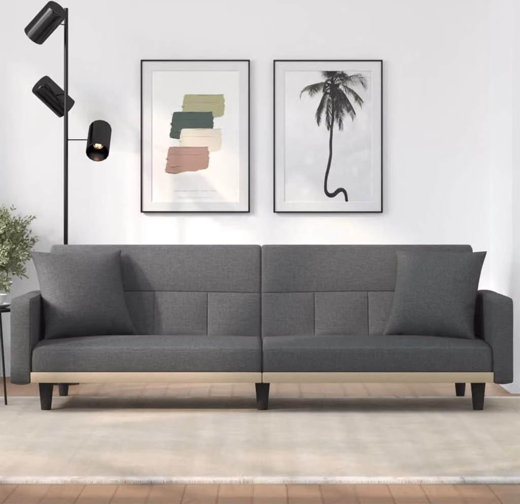 Maison Exclusive - Divano letto con cuscini, colore grigio scuro, rivestimento in tessuto