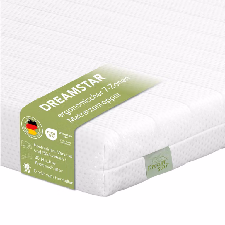 Coprimaterasso ergonomico a 7 zone da 10 cm | H2&H3 | 100 x 200 cm | Coprimaterasso | DREAMSTAR Easy Flex