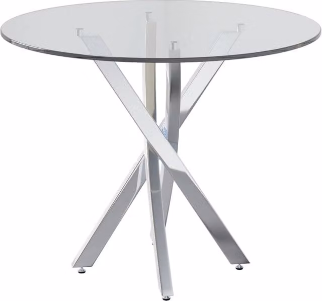 Tavolo da Pranzo Rotondo 80x80x75 cm con Piano in Vetro Temperato e Gambe in Metallo Galvanizzato Argento