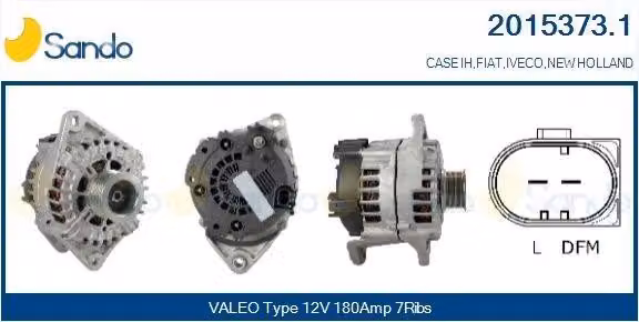 SANDO 2015373.1 Alternatore LiMa 180 A 12 V per FIAT Ducato Furgone (250, 290), Ducato Cassone / Telaio (250, 290), Ducato Autobus
