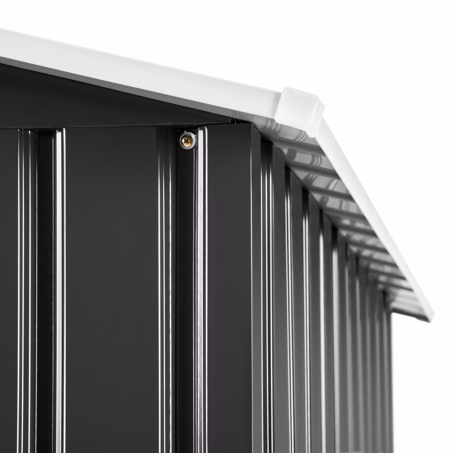 Casetta da giardino moderna TecTake GmbH con tetto a doppia falda e porte scorrevoli, grigio/bianco, L: 214 cm, P: 185 cm, H: 130 cm – 1