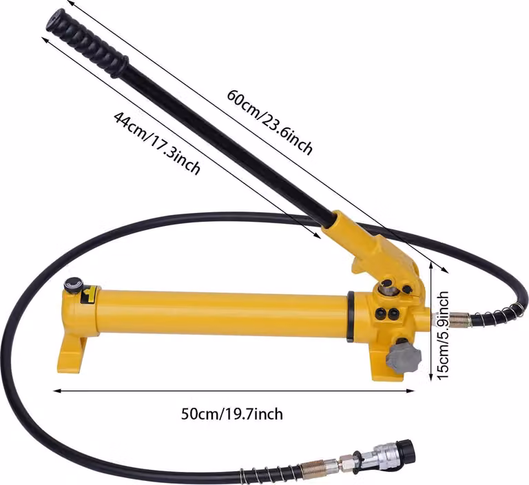 Pompa idraulica, comando manuale, capacità olio 700 cc, giallo