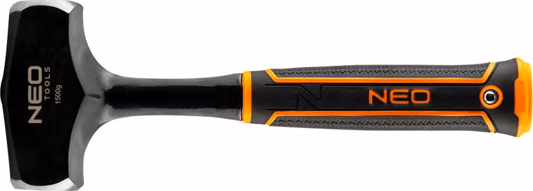 Martello da muratore NEO TOOLS 1500 g, design monolitico, impugnatura bicomponente, GS, certificati Rheinland DIN 1193, superficie temprata a induzione e rettificata al laser