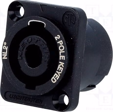 1 connettore a 30A per altoparlanti, connettore a pin: 2 maschio, 250V, modello NL2MP, per collegamenti di altoparlanti