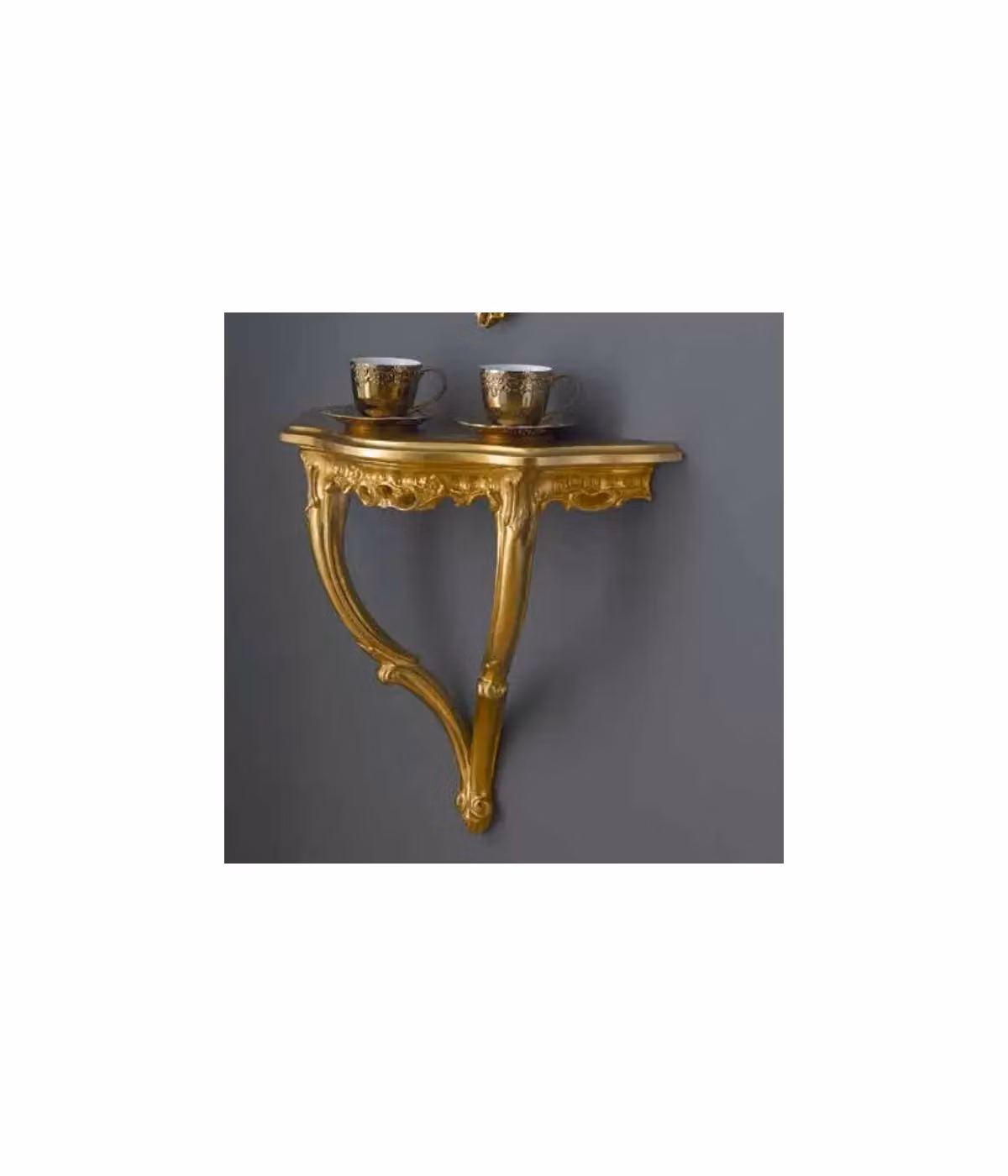 Consolle barocca sospesa con specchio in foglia oro Mobili 2G L: 90 cm, P: 58 cm, H: 23 cm – 2
