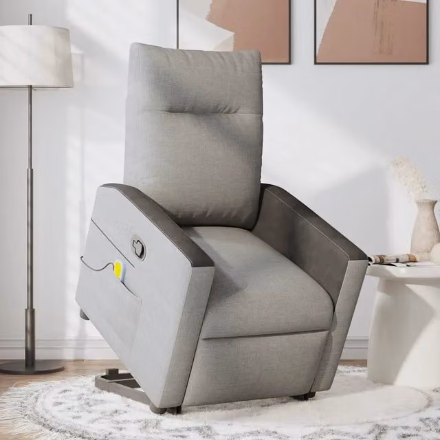 Divano Sedia-Poltrona Alzapersona Massaggi Reclinabile Grigio Nuvola Tessuto 770498