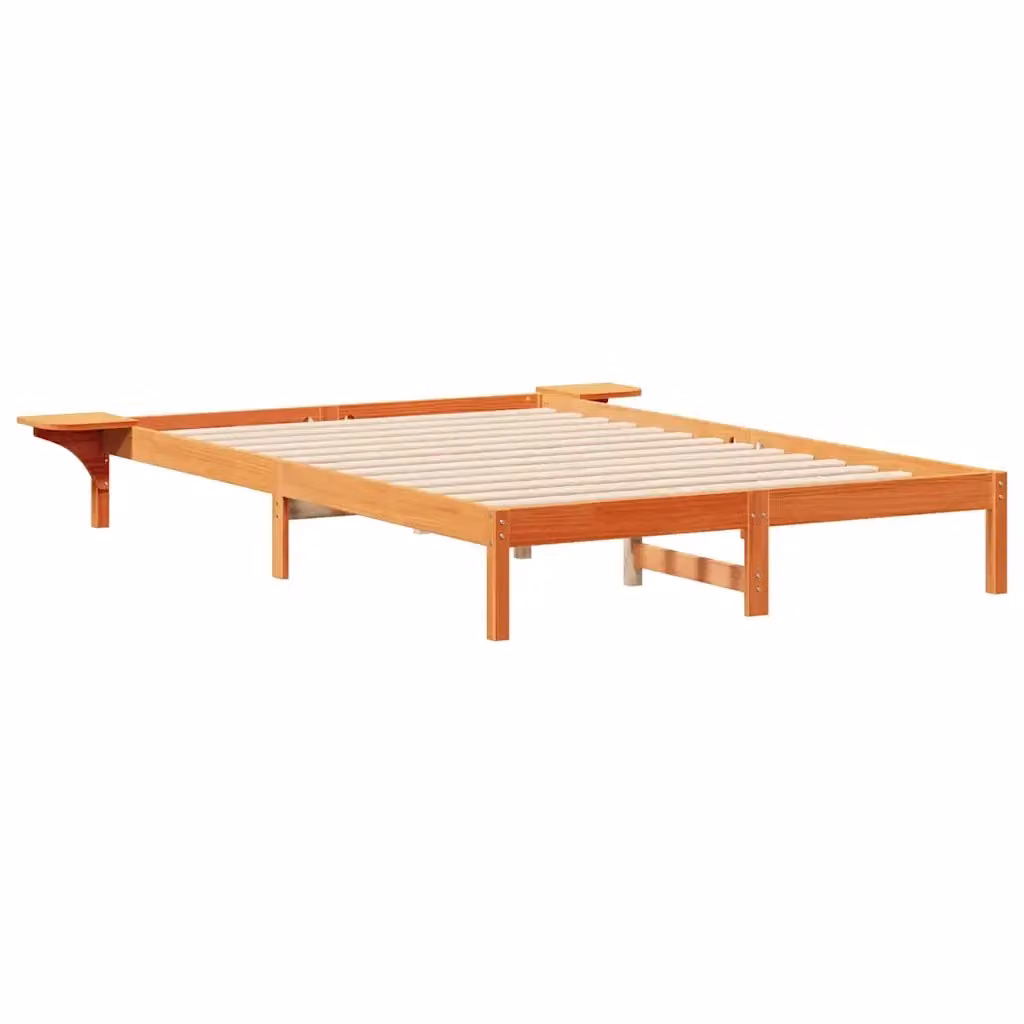 Letto moderno vidaXL in legno di pino con tavolini laterali marrone cerato L/P/H: 210 x 160 x 215,5 cm – 2