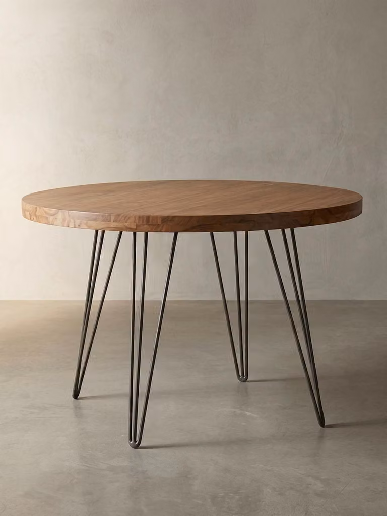 Tavolo da pranzo in legno massiccio in stile rustico, diametro 120 cm, forma rotonda. 120x73x78 cm | Kadima Design