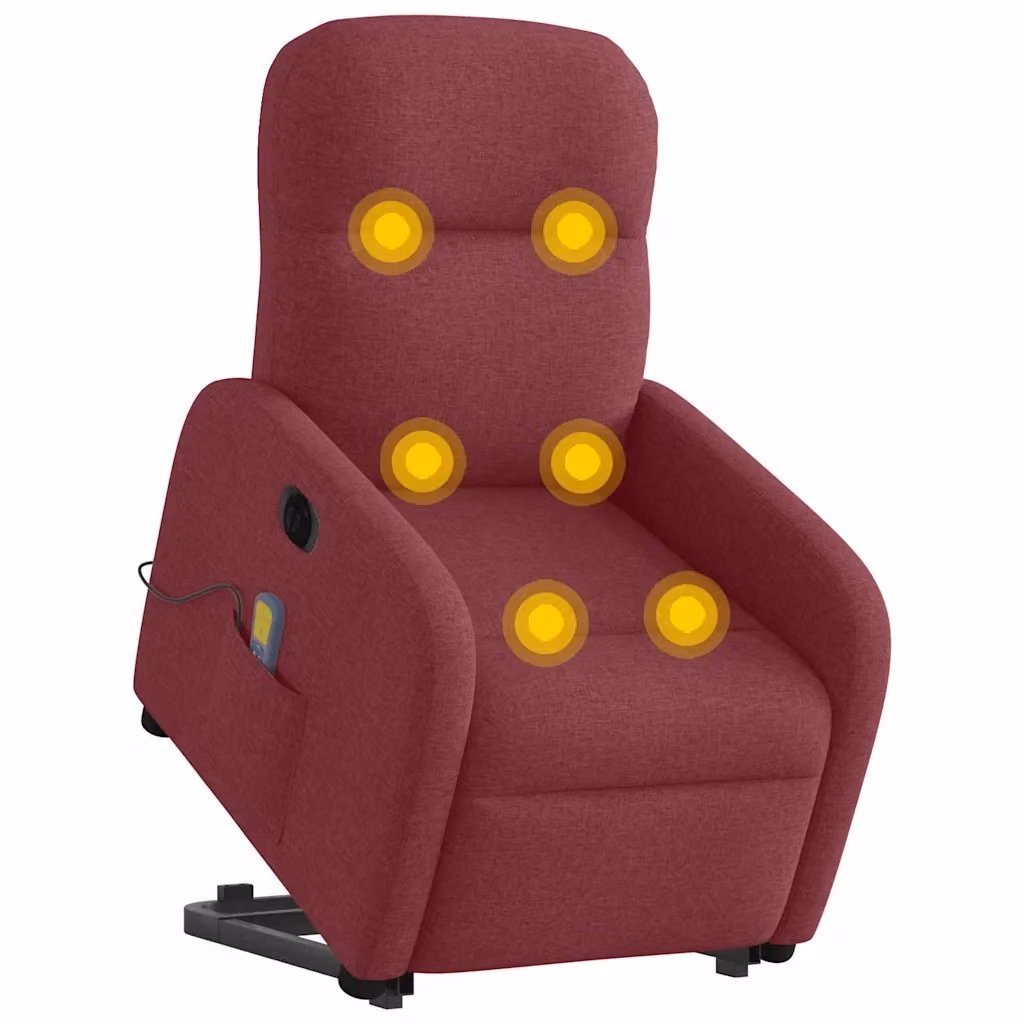 Poltrona Alzapersona Elettrica con Assistenza al Sollevamento vidaXL in Tessuto Rosso – 2