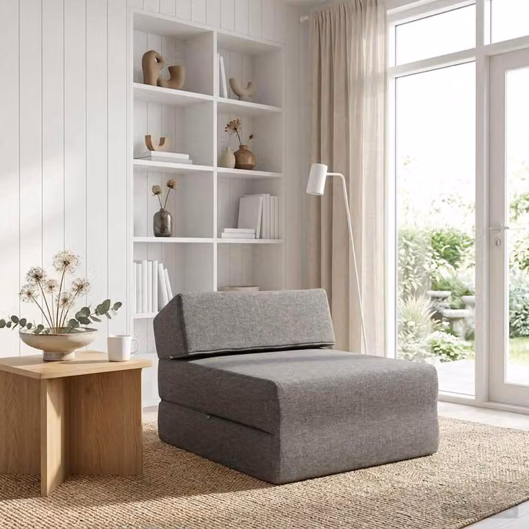 vidaXL Divano Letto Pieghevole Moderno in Tessuto Grigio L: 70 cm, P: 60 cm, H: 41 cm