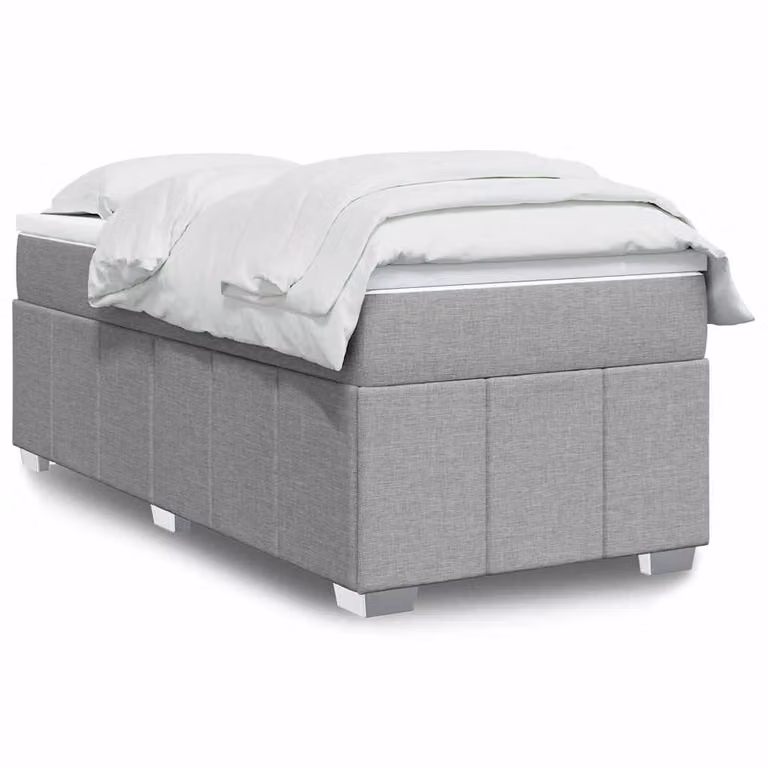 Giroletto a molle con materasso vidaXL in tessuto grigio chiaro e bianco, L/P: 100 x 200 cm