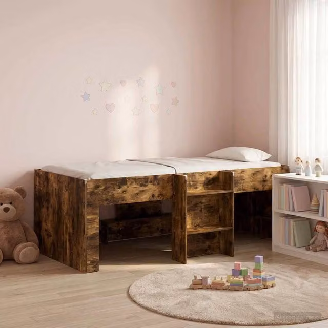 Letto Alto per Bambini Rovere Fumo 90 x 200 cm 3422559