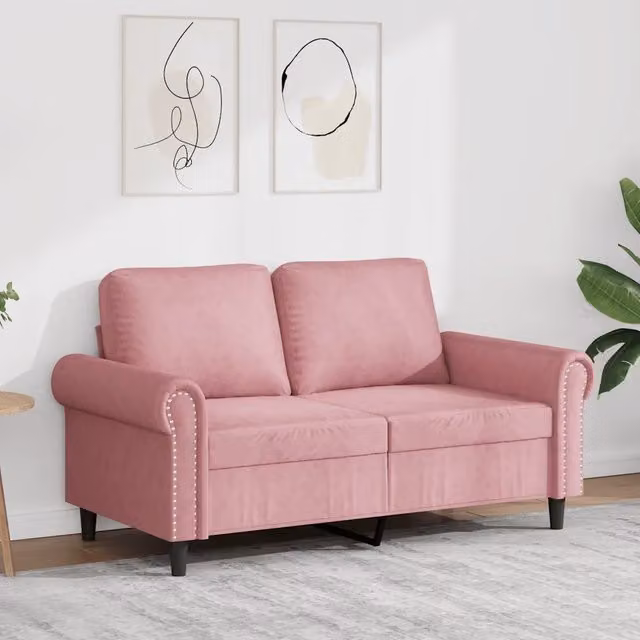Divano a 2 Posti Rosa 120 cm in Velluto 359522