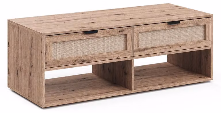 Tavolino Vicco Elven Rovere 120 x 50 cm con 2 cassetti, Model 59353