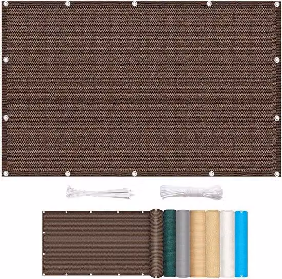 Tenda da balcone rettangolare - Schermatura solare - Protezione della privacy - Tela traspirante - 2,6x3,4 m - Marrone