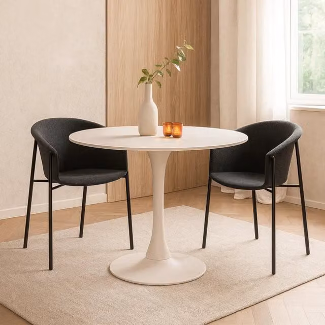Set di 2 sedie da pranzo imbottite in tessuto grigio scuro Electra con struttura in metallo facili da pulire | Duzzle