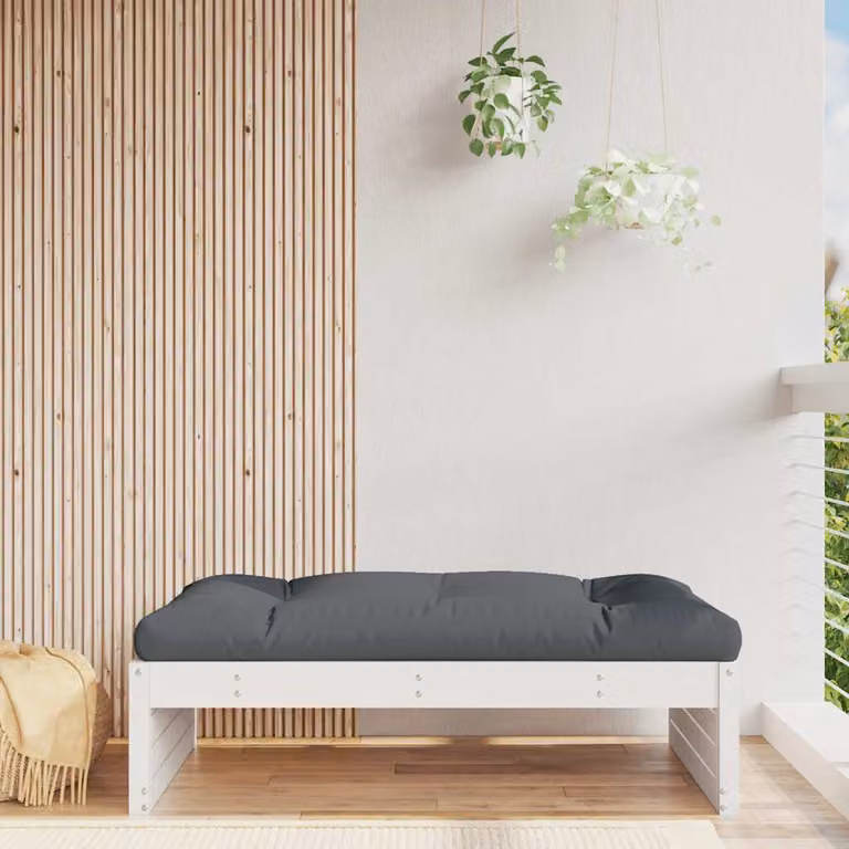 Poggiapiedi da giardino vidaXL in legno di pino massello con imbottitura L: 120 cm, P: 80 cm, H: 30 cm