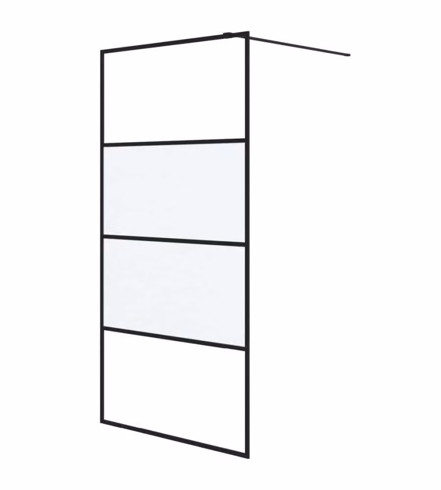 Parete Doccia Walk in vidaXL Nera con Vetro Semi Smerigliato ESG L: 100 cm, H: 195 cm – 2