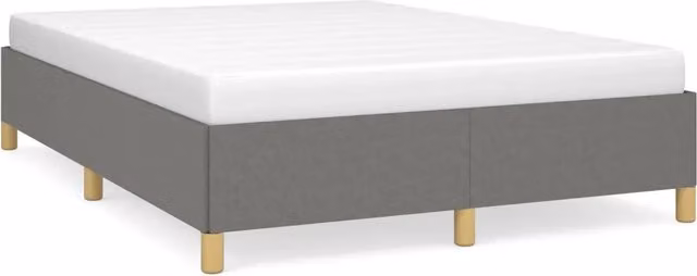 Letto matrimoniale moderno in tessuto grigio con struttura a doghe in legno L/P/H: 140 x 200 x 35 cm
