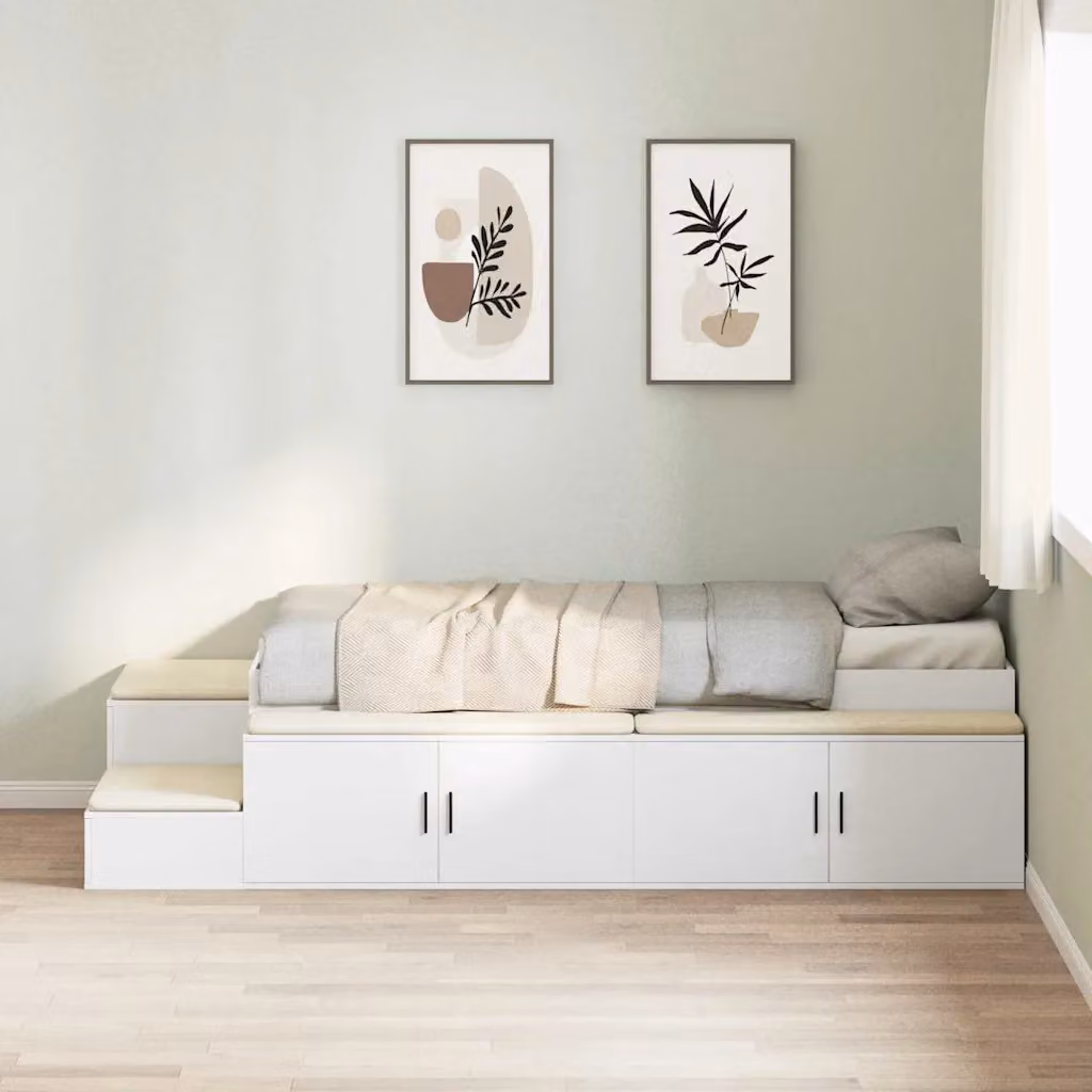 Struttura letto con contenitore a sollevamento vidaXL in legno bianco 90x200 cm
