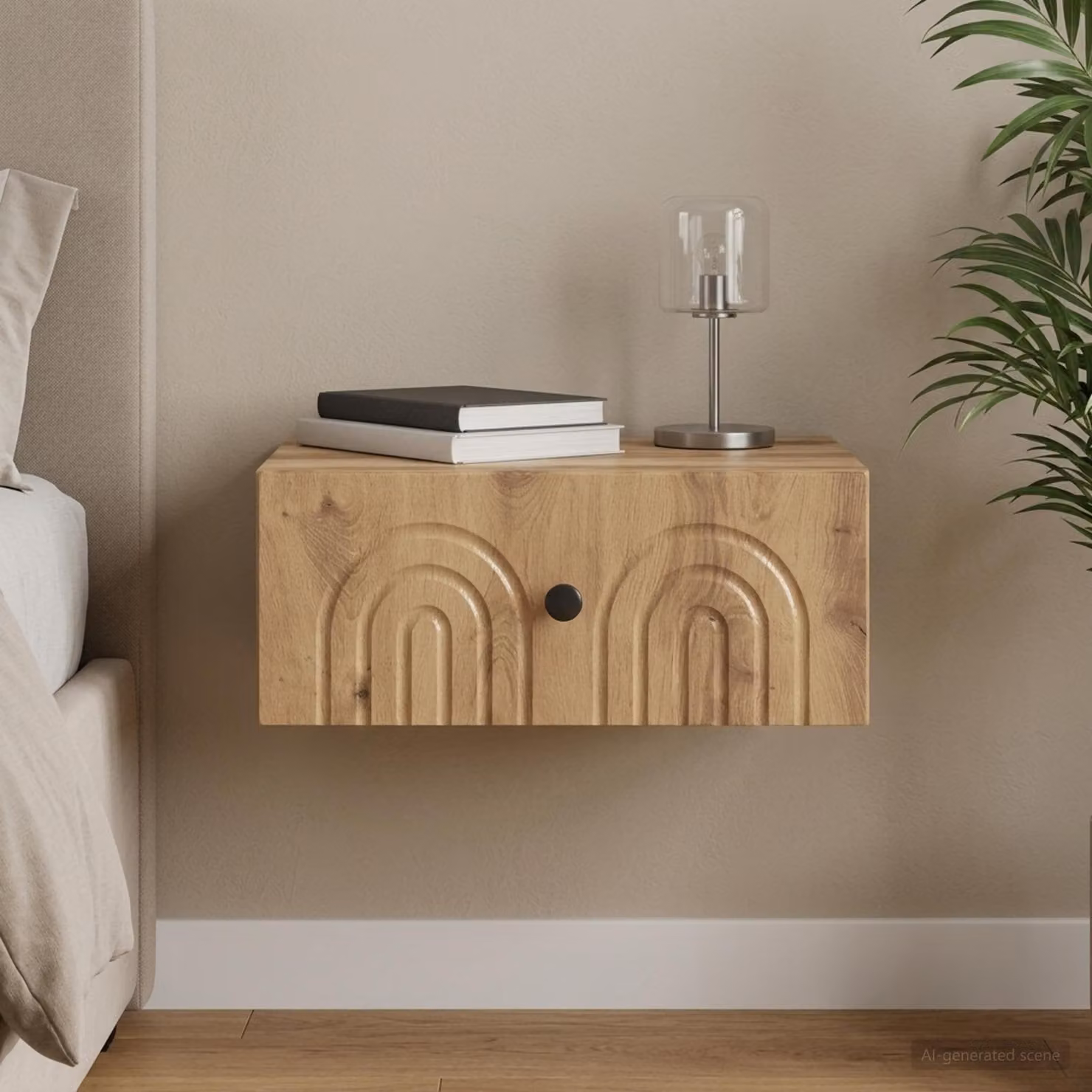 vidaXL Mobiletto da notte a muro Rovere Artigianale Marrone L: 49 cm, P: 34,5 cm, H: 20 cm