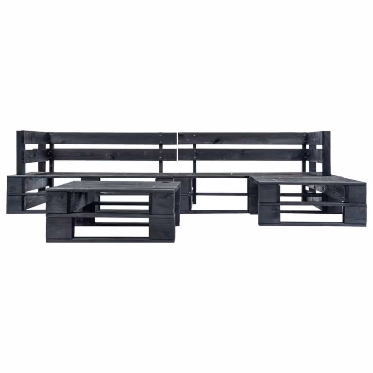 vidaXL Set di divani da giardino in pallet 4 pezzi in legno nero
