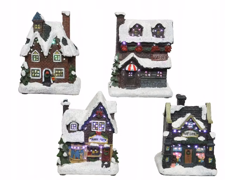 Figura natalizia LED casa decorativa 12 cm