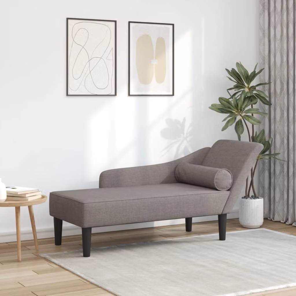 Maison Exclusive - Chaise longue con cuscini in tessuto color tortora