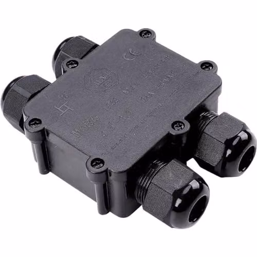 Scatola di Derivazione con 4 Terminali 8-12mm Colore Nero IP68