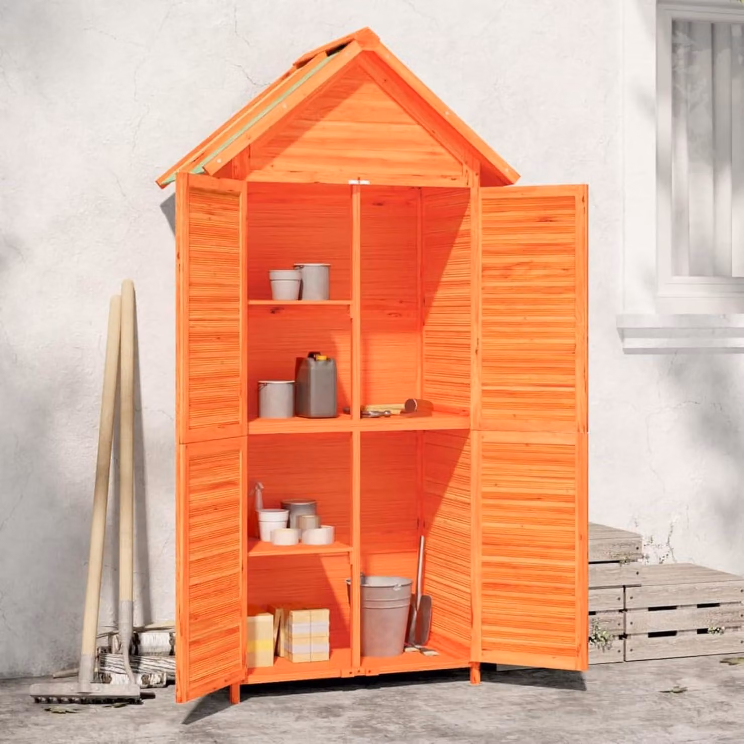 Capanno da giardino - Attrezzi da giardino - Deposito - Mobiletto portaoggetti - Magazzino esterno - Legno massello di pino