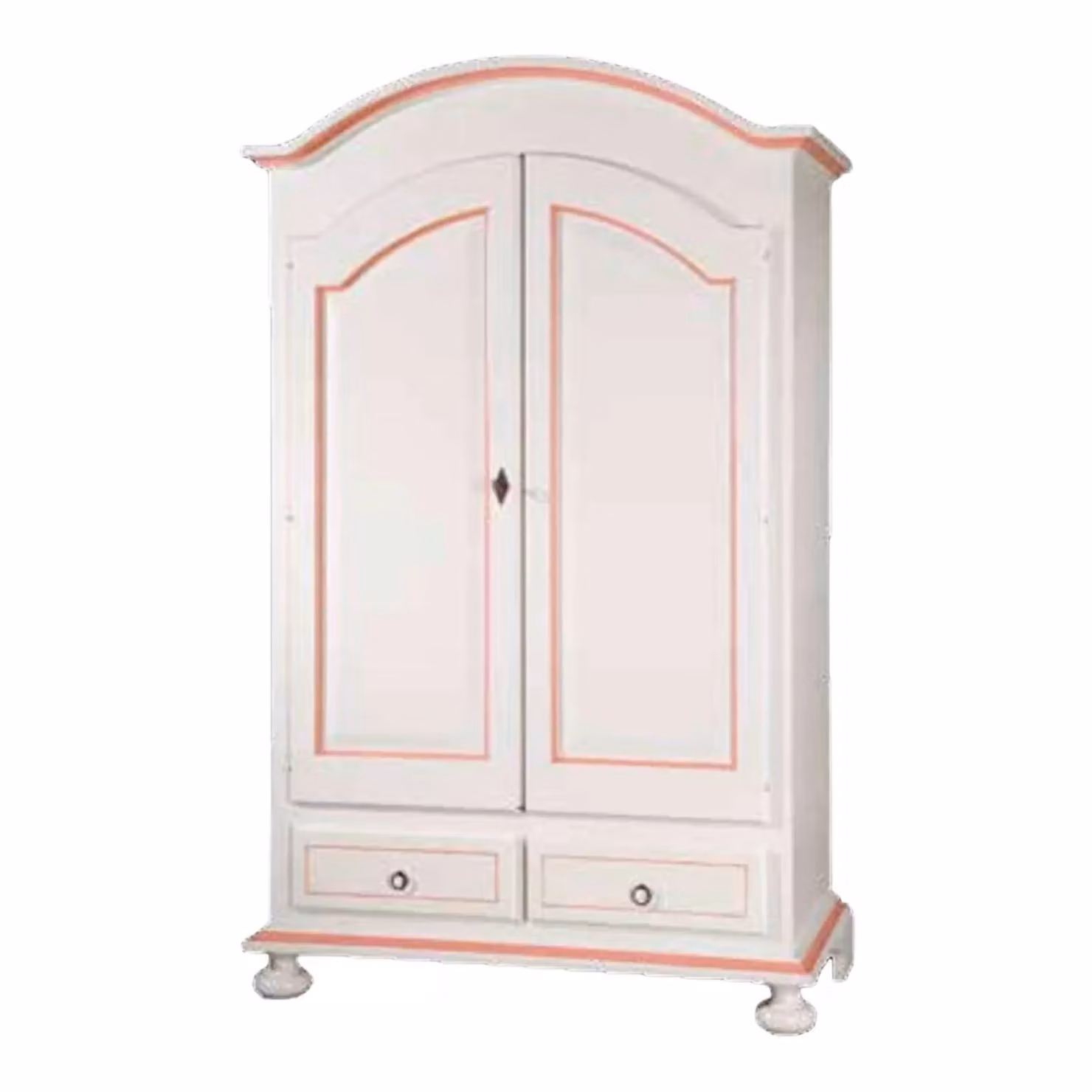 Armadio 2 ante in legno stile shabby chic bianco e rosa Mobili 2G L/P/H: 125 x 61 x 200 cm