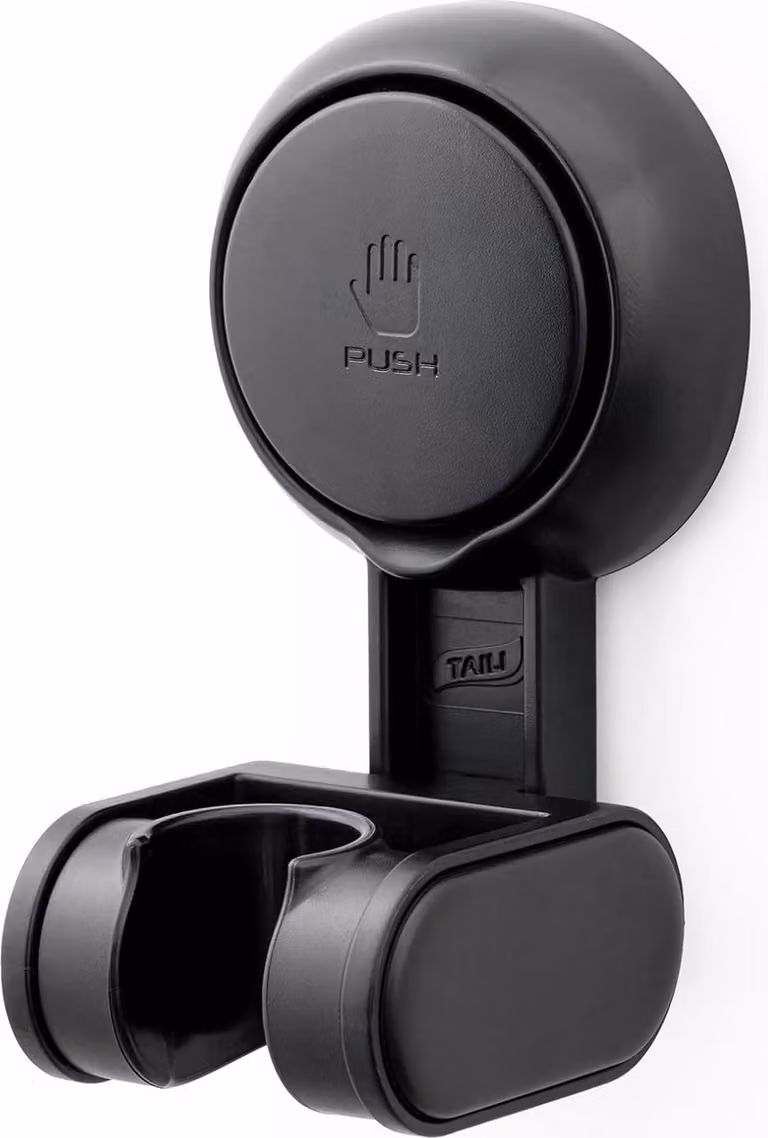 Supporto per soffione a ventosa - Regolabile - 1 pezzo - Nero - Plastica