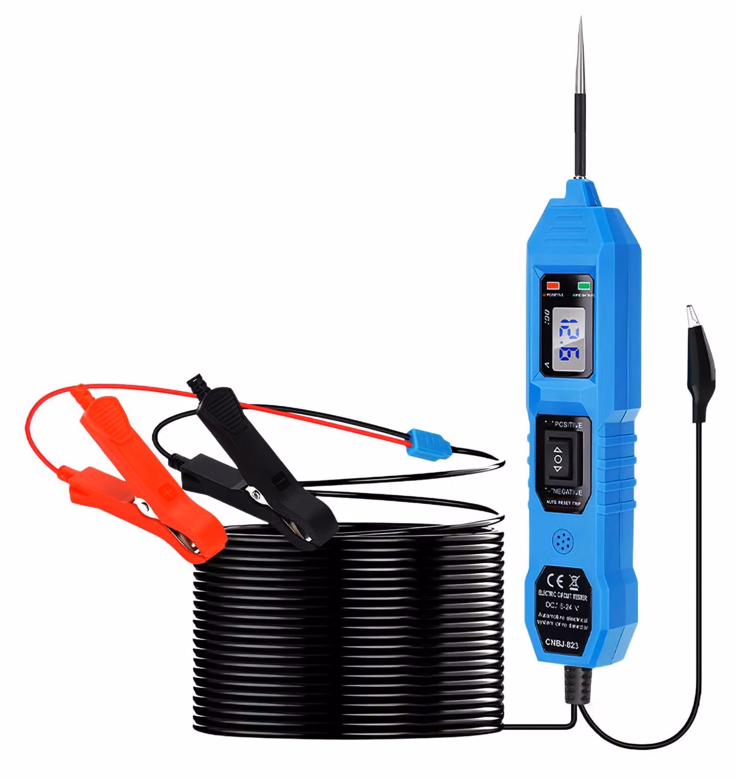 Tester per circuiti elettrici per auto, con display LCD, DC 6 V-24 V, tester di polarità, spia di controllo