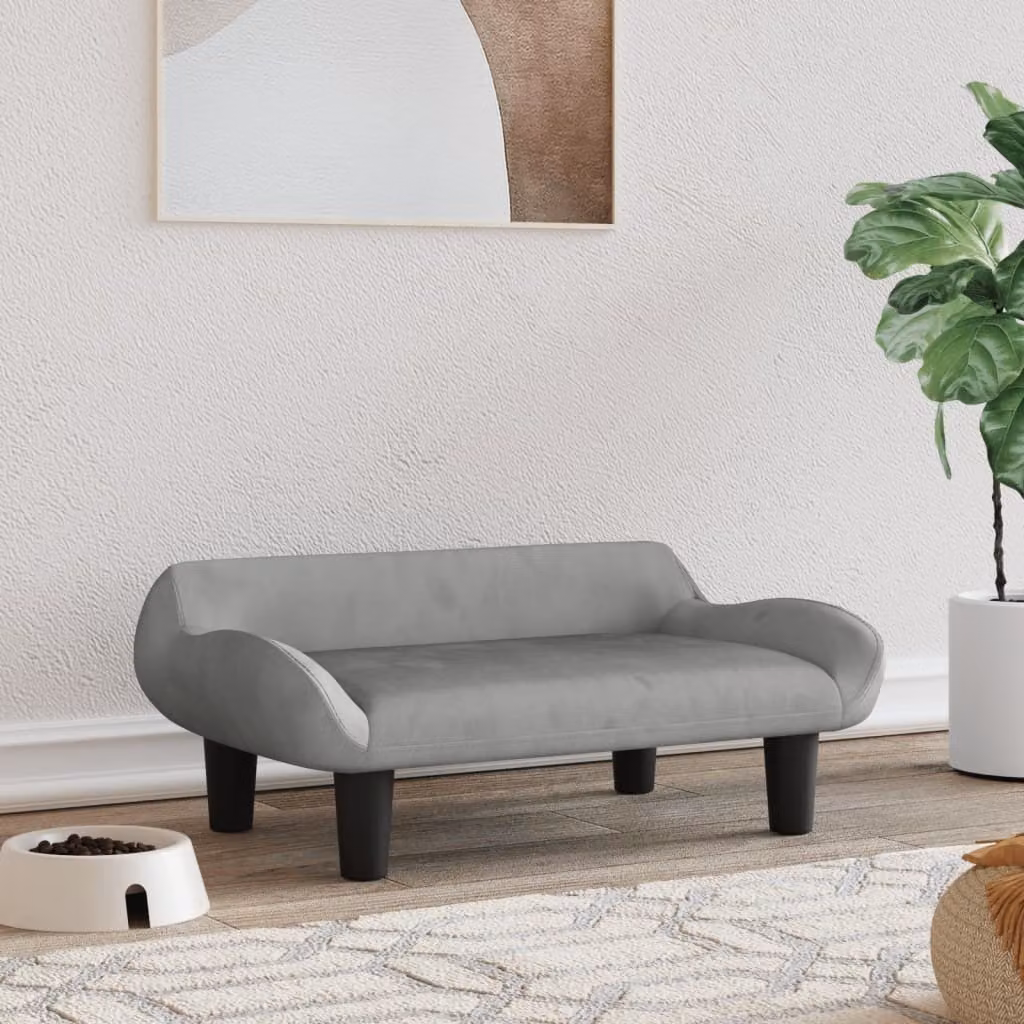 The Living Store Letto per cani Grigio chiaro 70x40x24 cm Velluto