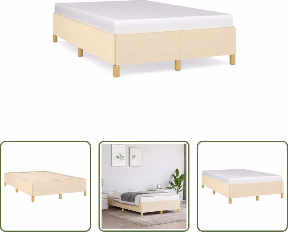 The Living Store struttura letto crema 120x190 cm in tessuto