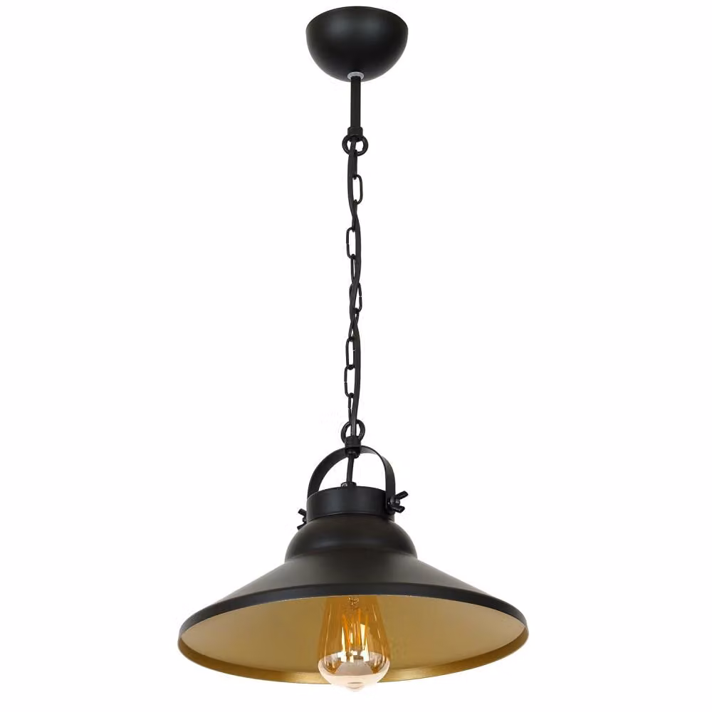 Lampada a sospensione Iron nero opaco-oro opaco 1xE27x15W metallo dim.: 62x31x31 cm IP20 Luminex