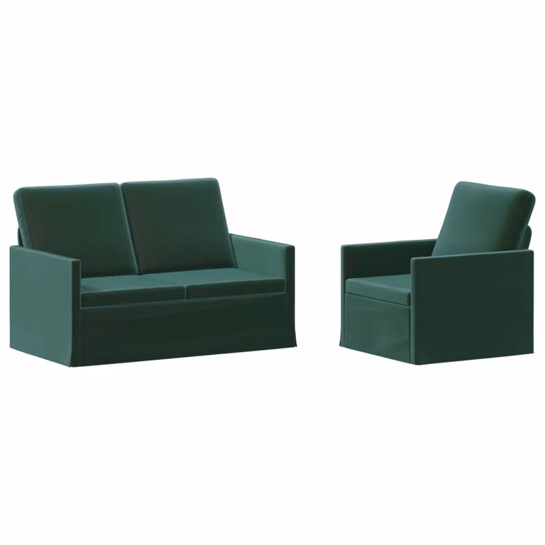 Set di 2 divani moderni vidaXL in velluto verde con struttura in metallo per soggiorno o ufficio
