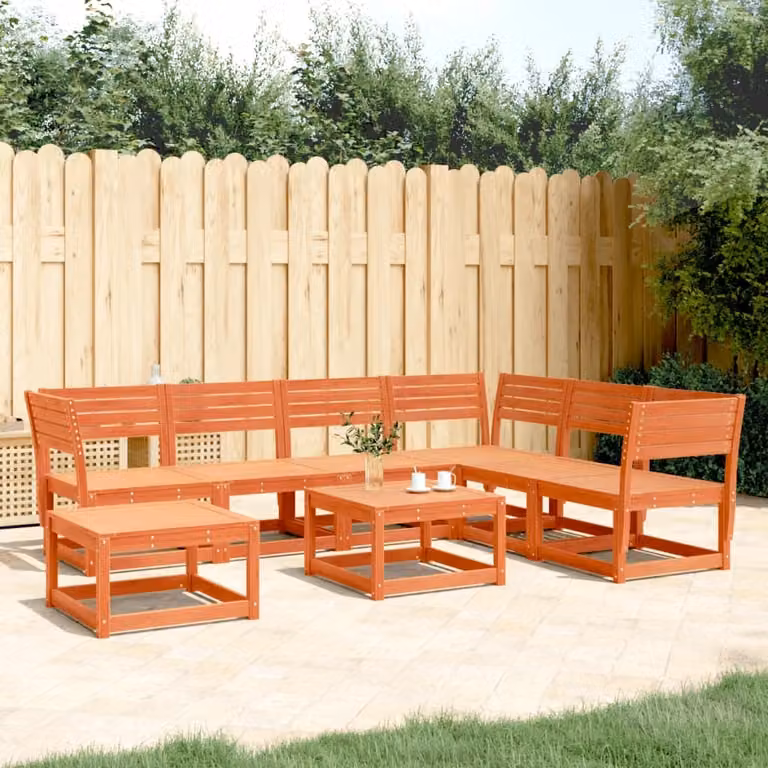 Maison Exclusive - Set Salotto da Giardino 7 pz Marrone Cera Legno Massello Pino