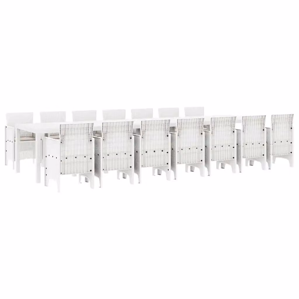 Set da pranzo da giardino moderno vidaXL in rattan bianco con 15 pezzi – 2