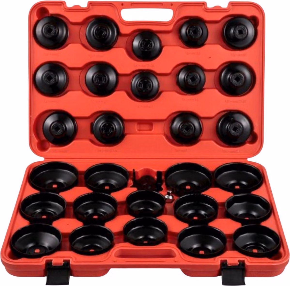 Set di chiavi a bussola per filtri olio, 30 pezzi – Set di chiavi a bussola per filtri olio con attacco da 3/8" e 1/2" – Nero