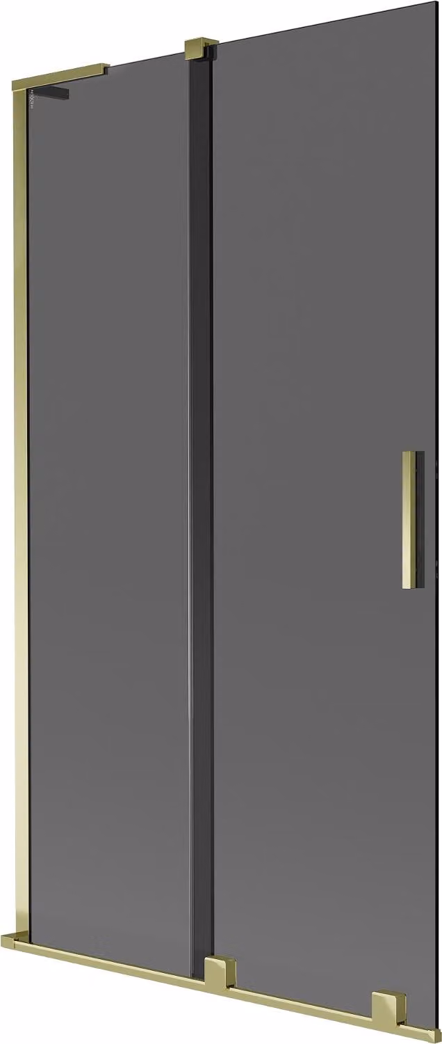 Mexen Velar L paratia da bagno a 2 ante scorrevoli 100 x 150 cm, grafite, dorato - 896-100-003-41-50