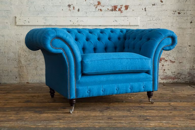 Blaue Sofa Couch Polster Chesterfield Sitzmöbel Leder Couchen