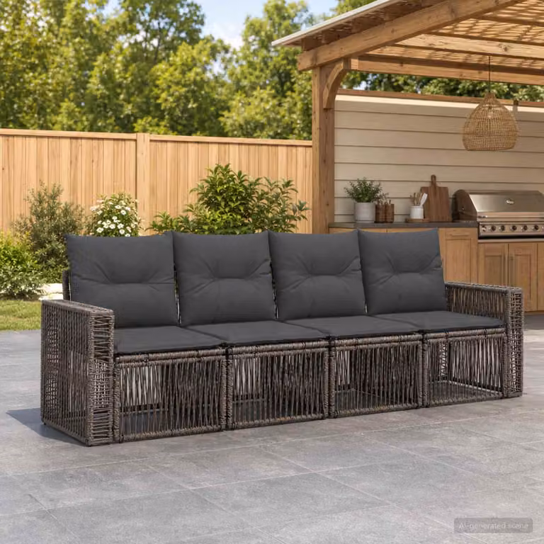 Maison Exclusive - Set di divani da giardino, 4 pezzi, grigio e grigio scuro, in rattan sintetico