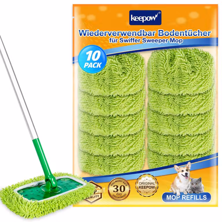 10 rivestimenti in microfibra per Swiffer Sweeper, colore verde