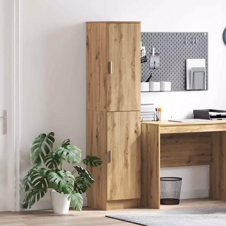 Credenza moderna vidaXL in legno rovere marrone con ante a battente e ripiani interni L/P/H: 35 x 39 x 168 cm