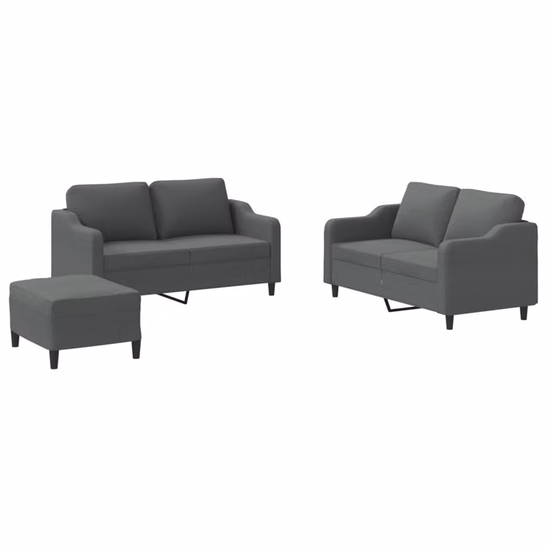 Set di Divani 3 pz con Cuscini Grigio Scuro in Tessuto