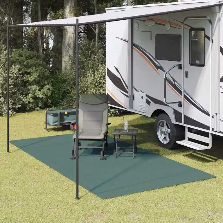 Tappeto da tenda verde vidaXL in poliestere resistente ai raggi UV, L: 500 cm, P: 350 cm