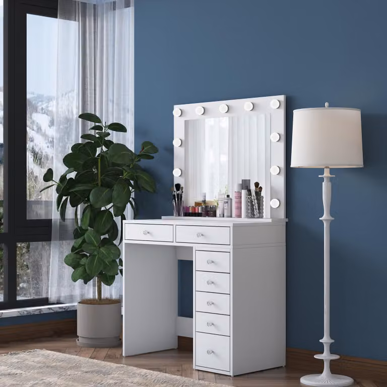 Cocchiara - Toeletta, 90x45x153h cm Bianco, Specchio Incluso
