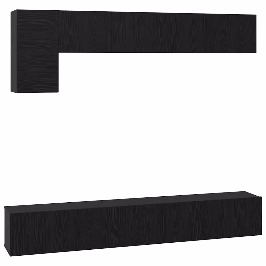 Set mobile TV moderno vidaXL in 5 pezzi color rovere e nero in legno MDF – 2