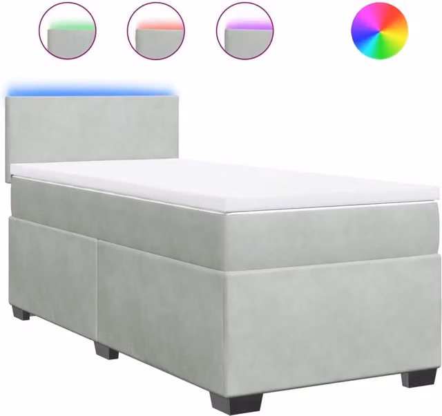 Letto singolo | Letto per adulti | Giroletto a Molle con Materasso Grigio Chiaro 80x200 cm Velluto